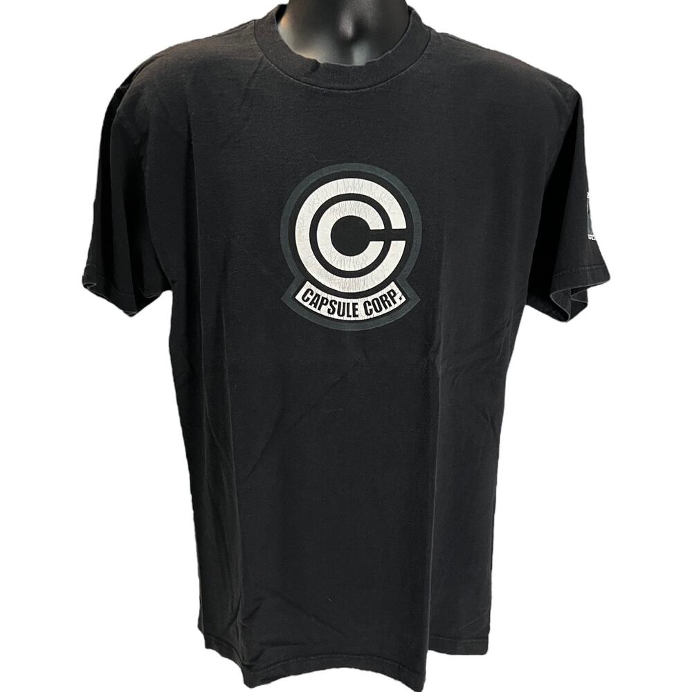 Vintage Dragon Ball Z Capsule Corp T-Shirt Large - Black - Rare DBZ Anime Shirt
